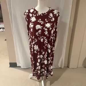 Floral Wine and White Sleeveless Dress